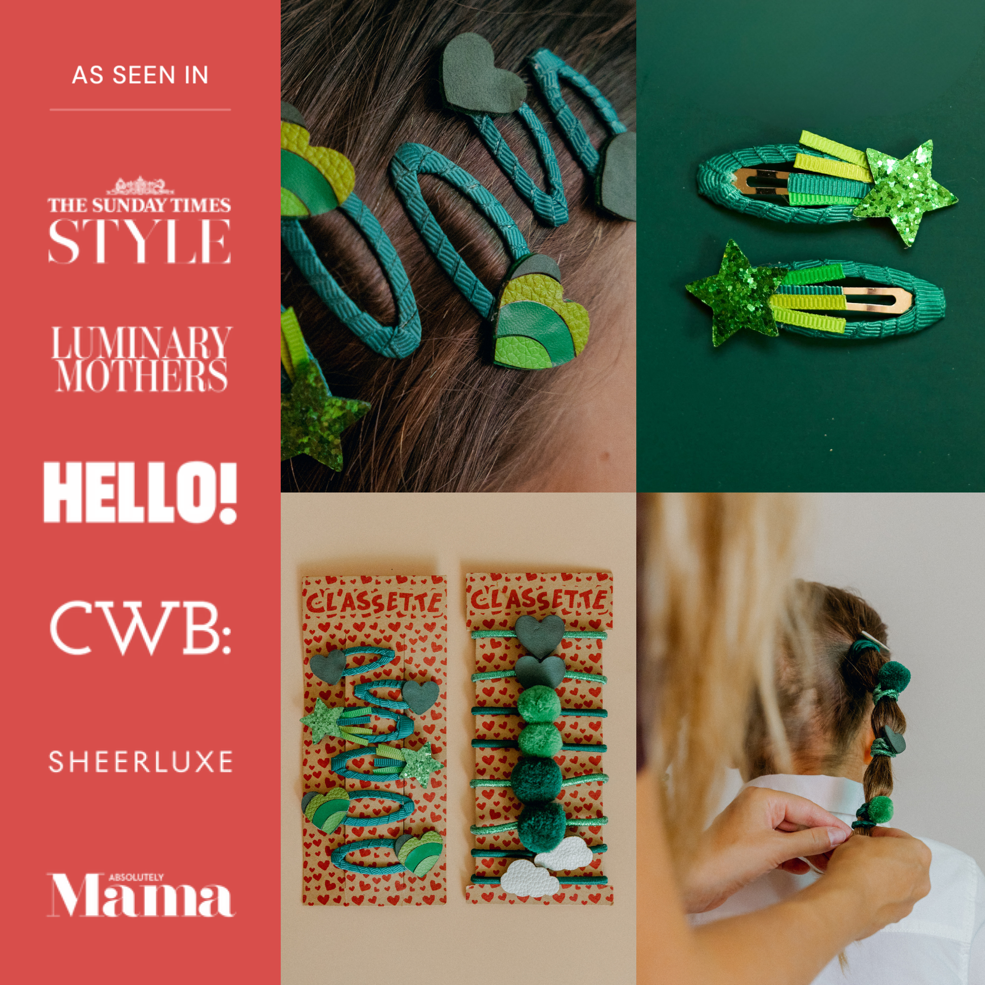 Green School Hair Clips & Bobble Hair Ties | The Essential Set
