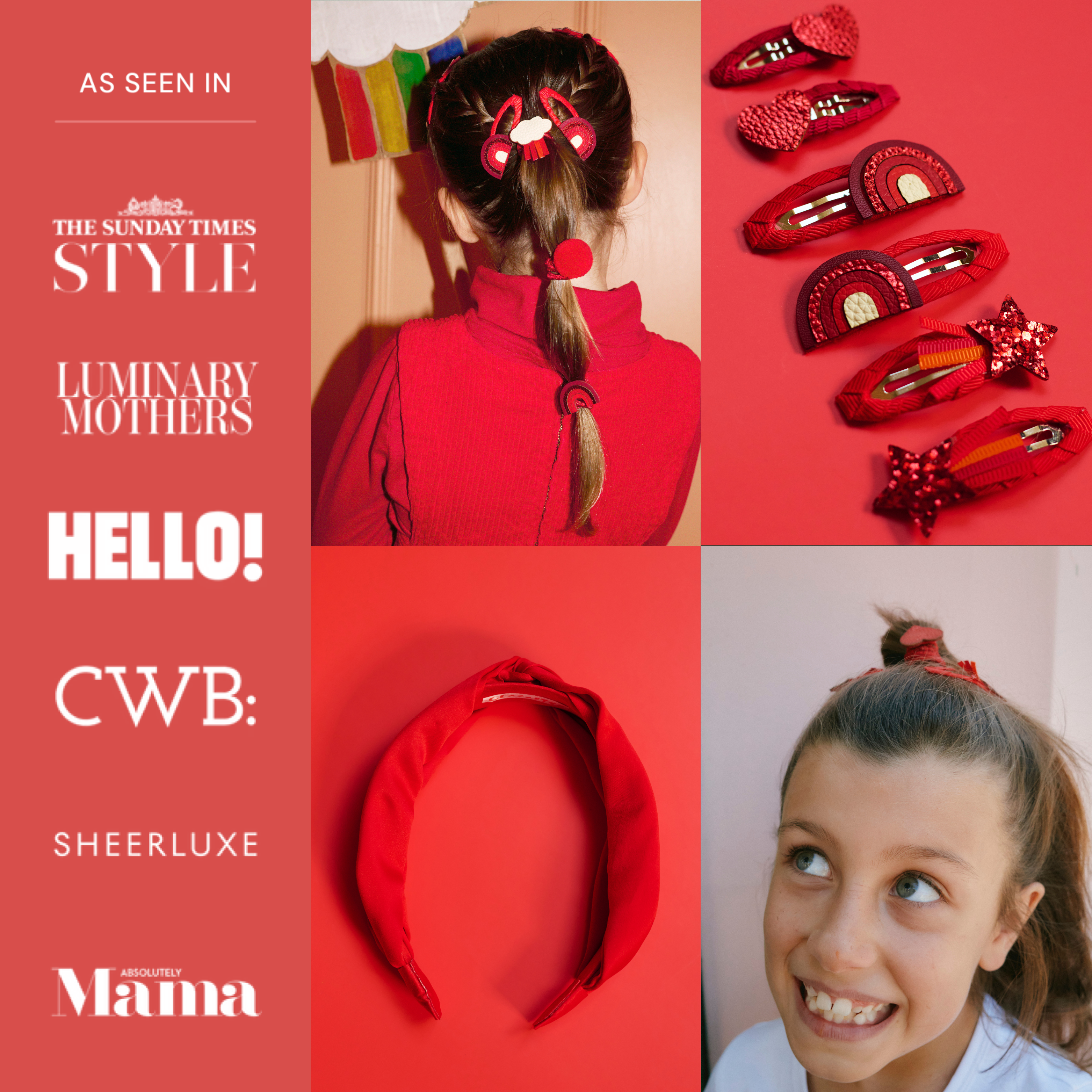 Red School Hair Clips, Bobble Hair Ties, Headband & Bag | The Gift Set