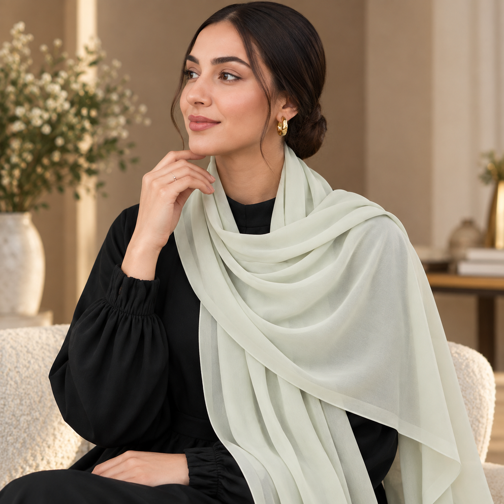 Premium Georgette Scarf Soft Hijab Lightweight Elegant Shawl Wrap Plain