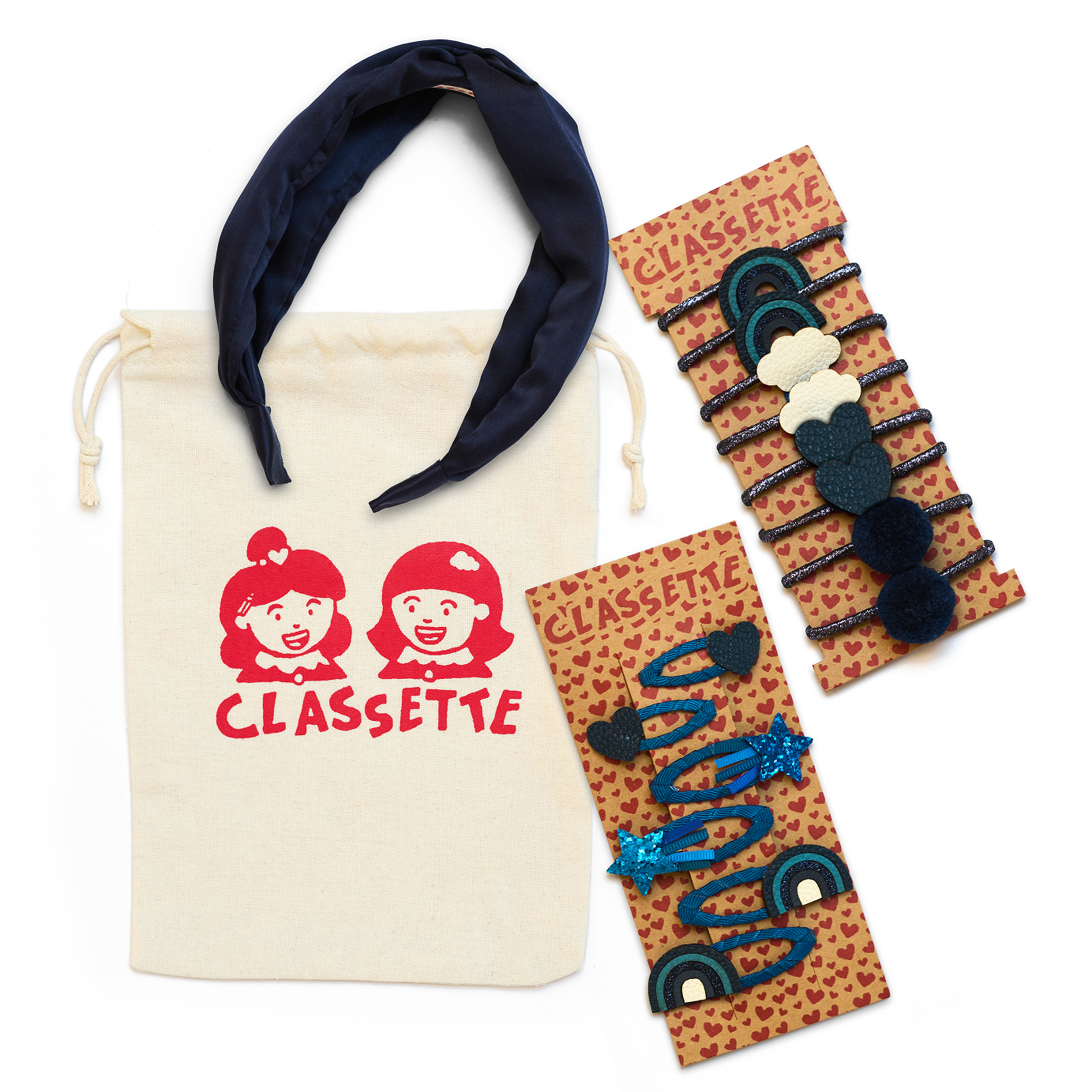 Navy Blue School Hair Clips, Bobble Hair Ties, Headband & Bag | The Gift Set