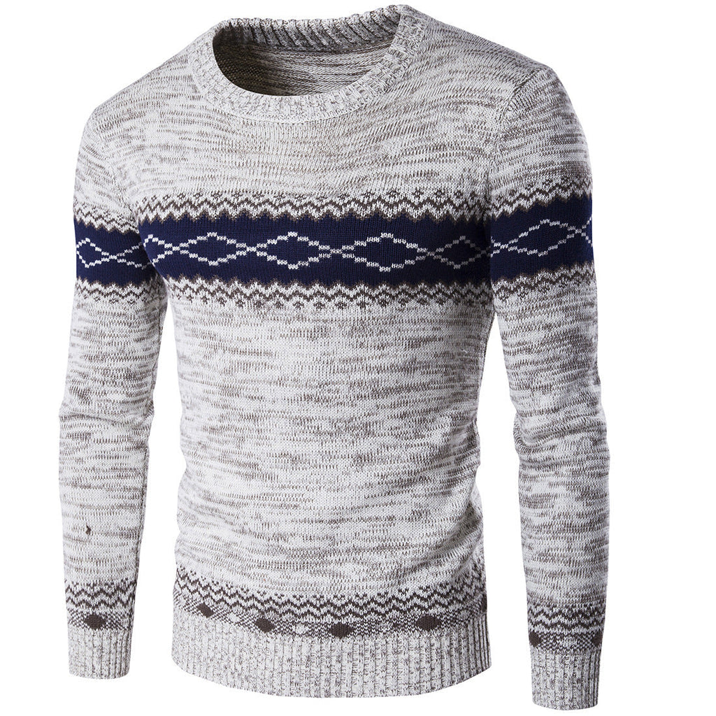 Ethnic Style Color Block Sweater – Warm Knit Pullover