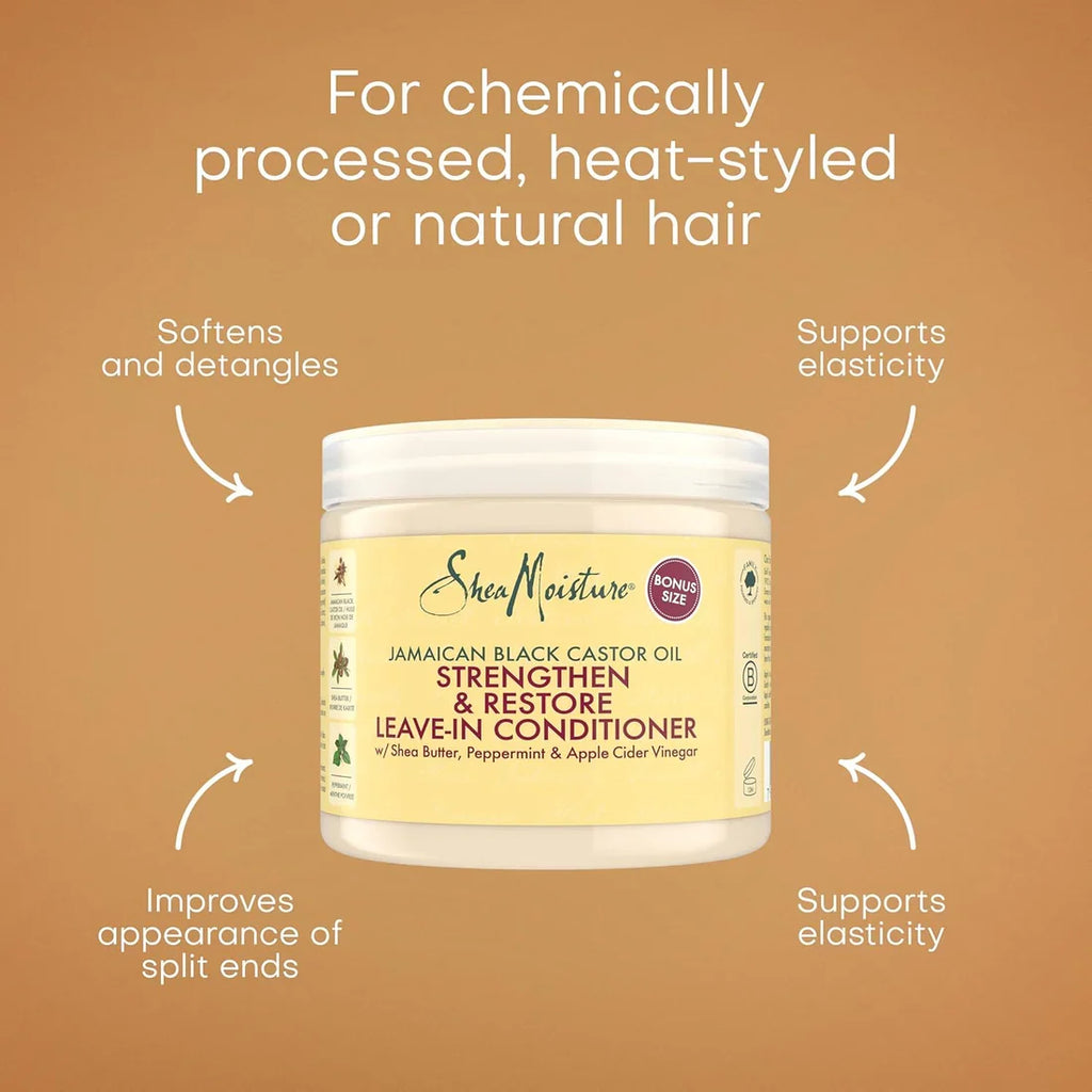 Shea Moisture Jamaican Black Castor Oil Strengthen & Restore Leave-In Conditioner 11 oz / 325 ml - For Breakage-Prone & Damaged Hair