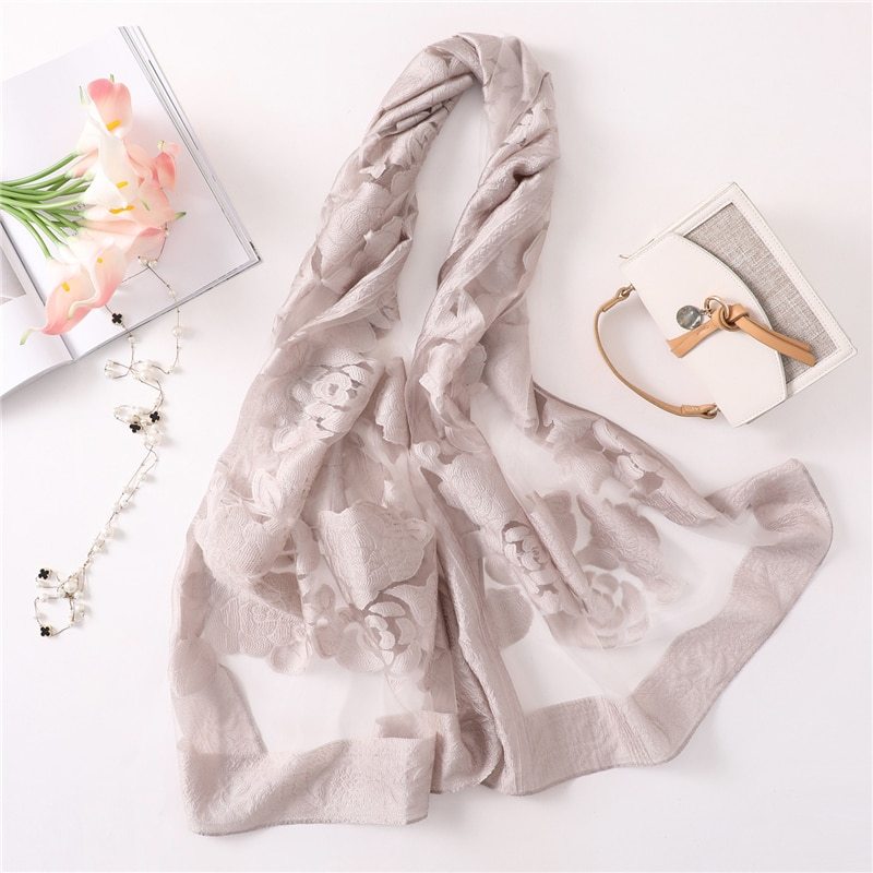 Women's Lightweight Embroidered Scarf - Spring Summer Beach Shawl and Wrap