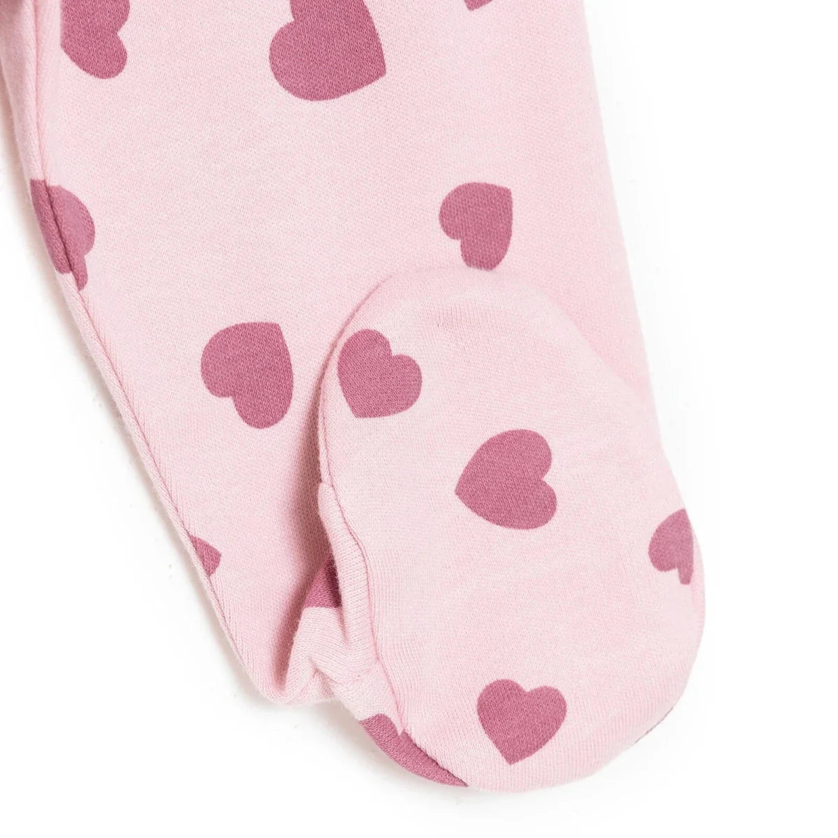 HelloBaby Girls Body-Footed Bottom-Hat Heart Crew Neck Long Leg Long Sleeve - Pink