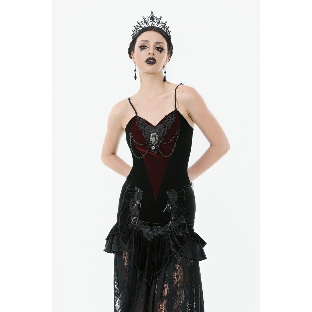 Dark in Love Morrigan Velvet & Lace Chain-Detail Top