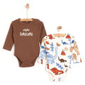 HelloBaby Dinosaur Print 2 Pack Long Sleeve Baby Bodysuits (3 Months to 3 Years)