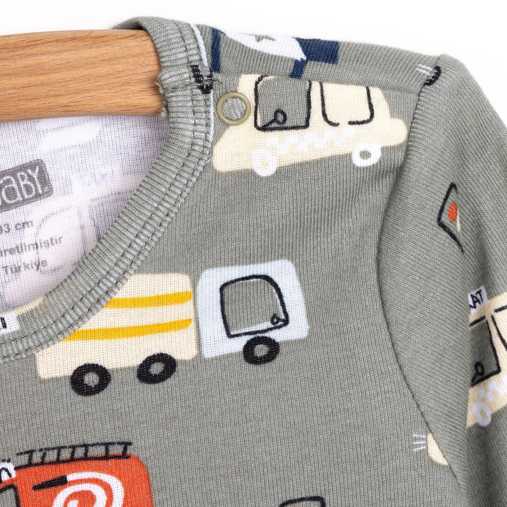 HelloBaby Baby Boy Long Sleeve Bodysuit 2pcs - Khaki