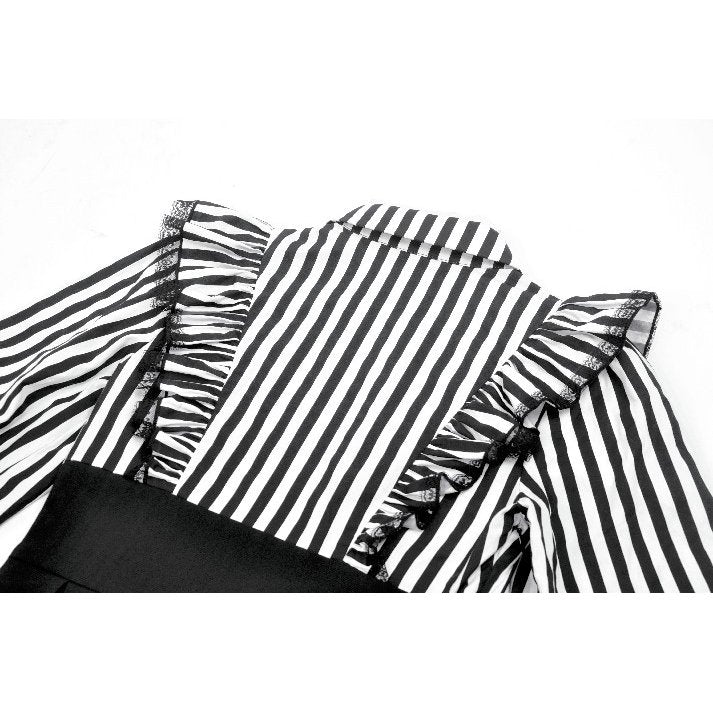 Dark in Love Striped Ruffle Gothic Lolita Dress