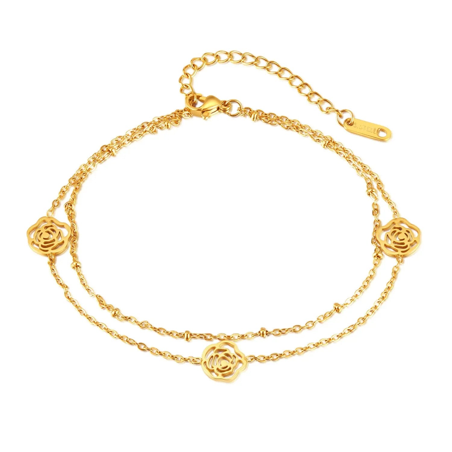 Tally Luxe 18k Gold Plated Rose Anklet