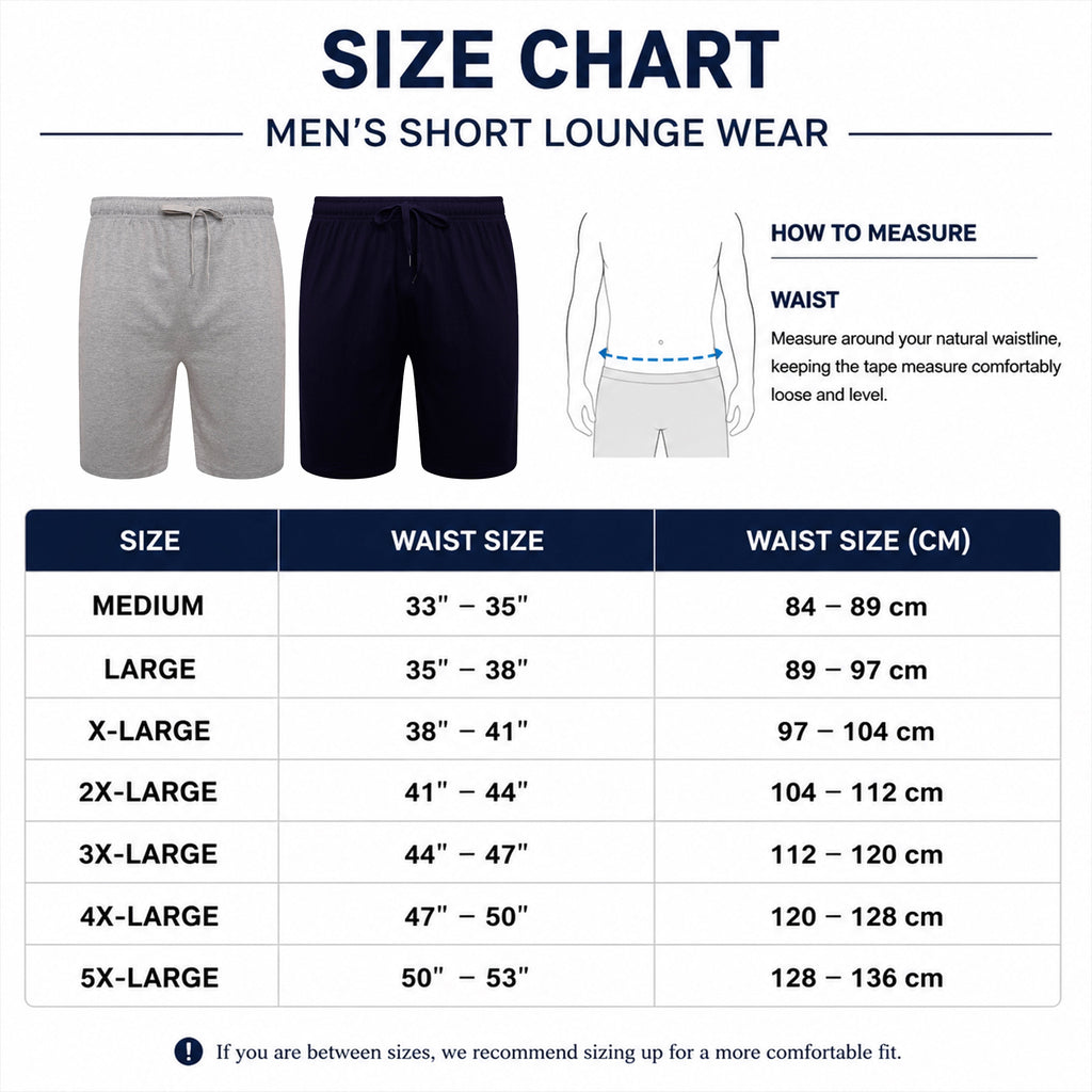 Sock Stack Men's Cotton Lounge Shorts Stretchable 2 Pack Black Navy Grey Durable