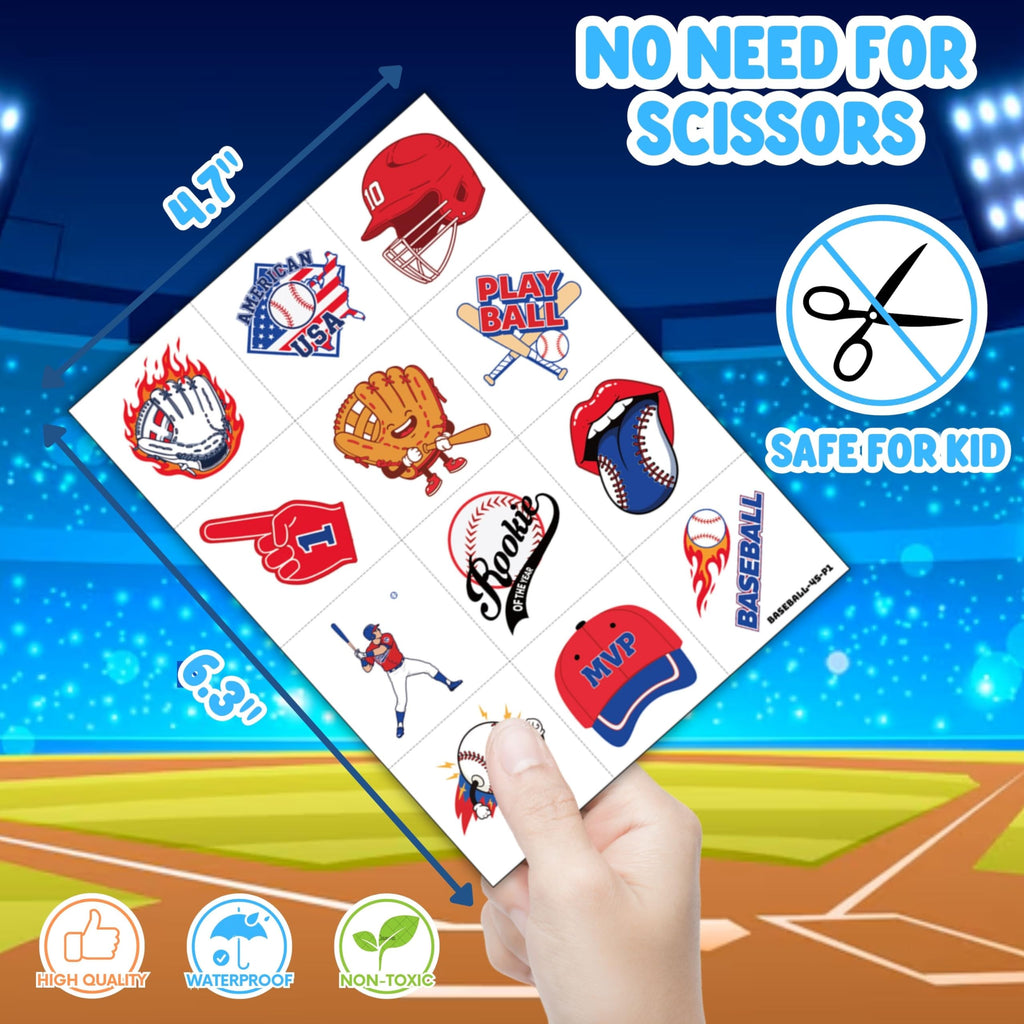 91BALLOONS 72 PCS Baseball Party Favors – 24 18-Inch Punch Balloons + 48 Pre-Cut Tattoos