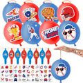 91BALLOONS 72 PCS Baseball Party Favors – 24 18-Inch Punch Balloons + 48 Pre-Cut Tattoos