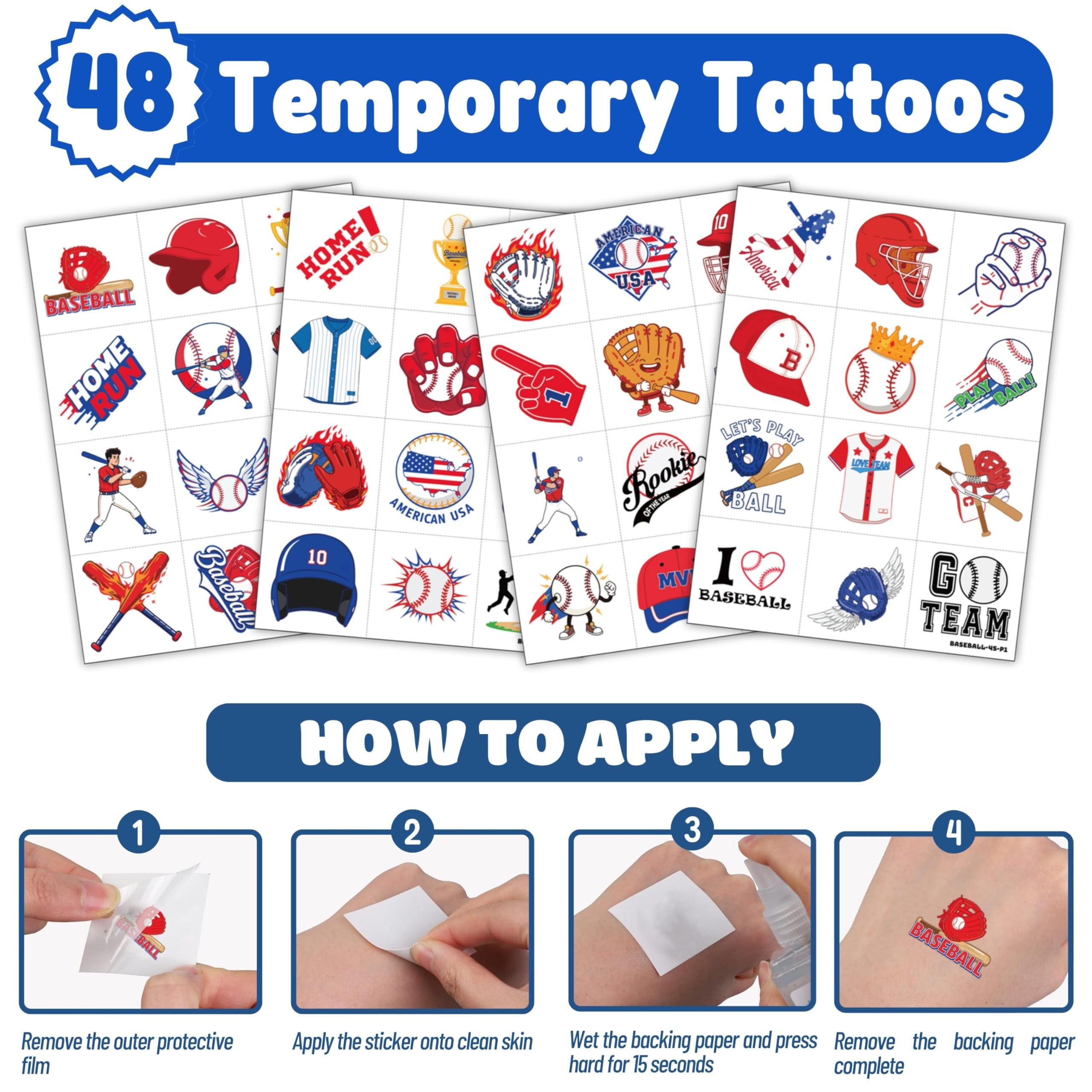 91BALLOONS 72 PCS Baseball Party Favors – 24 18-Inch Punch Balloons + 48 Pre-Cut Tattoos