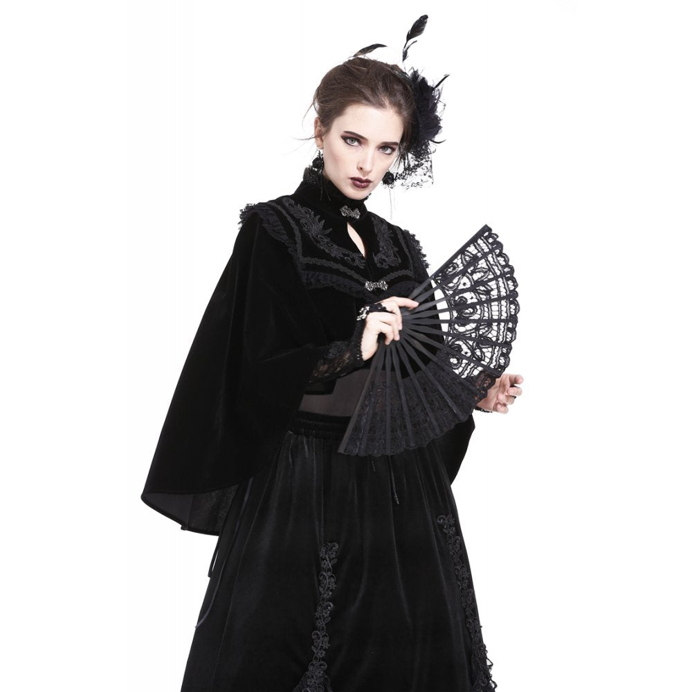Dark in Love Gothic Elegance Black Lace Fan - Victorian-Inspired Accessory
