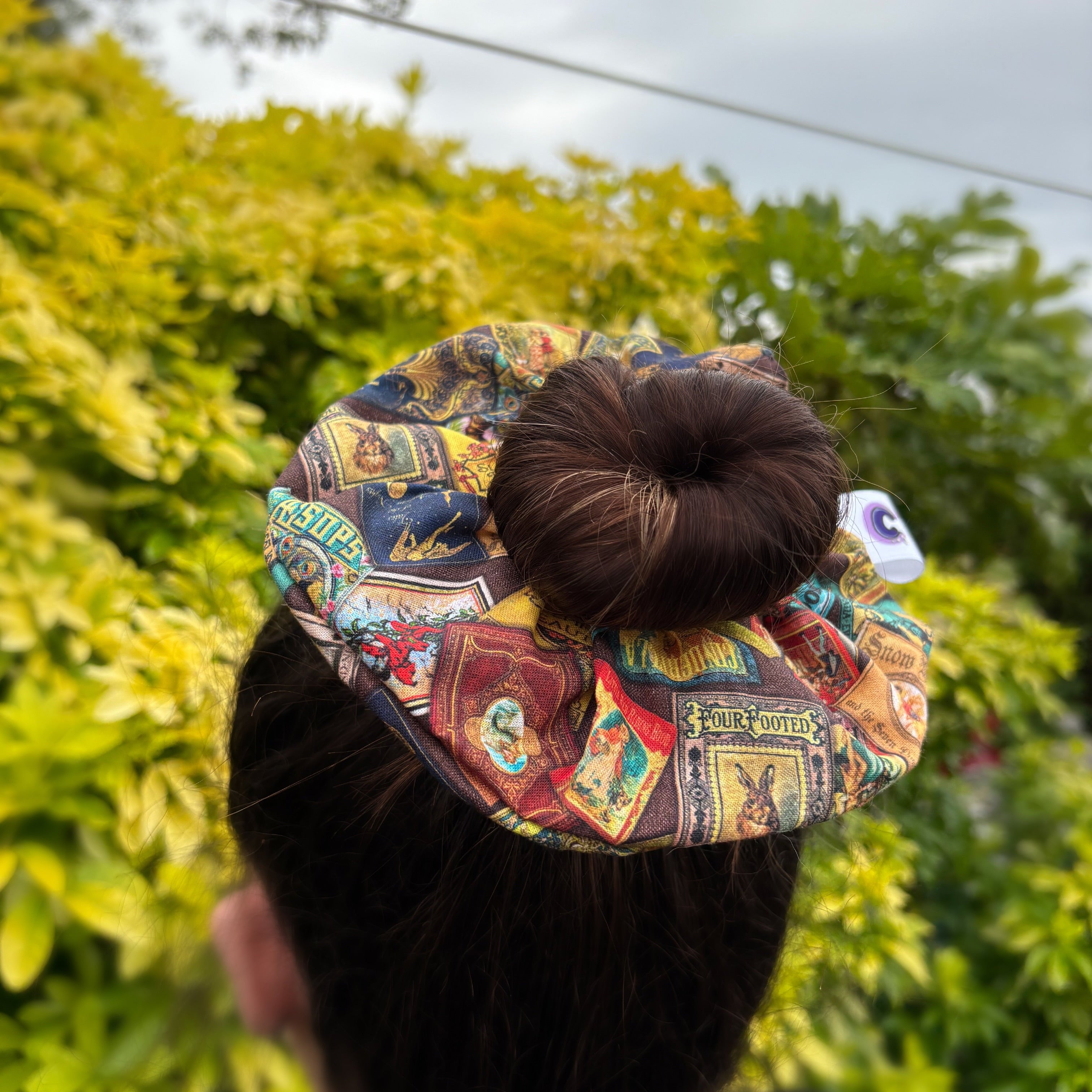 Big handmade vintage style book scrunchie