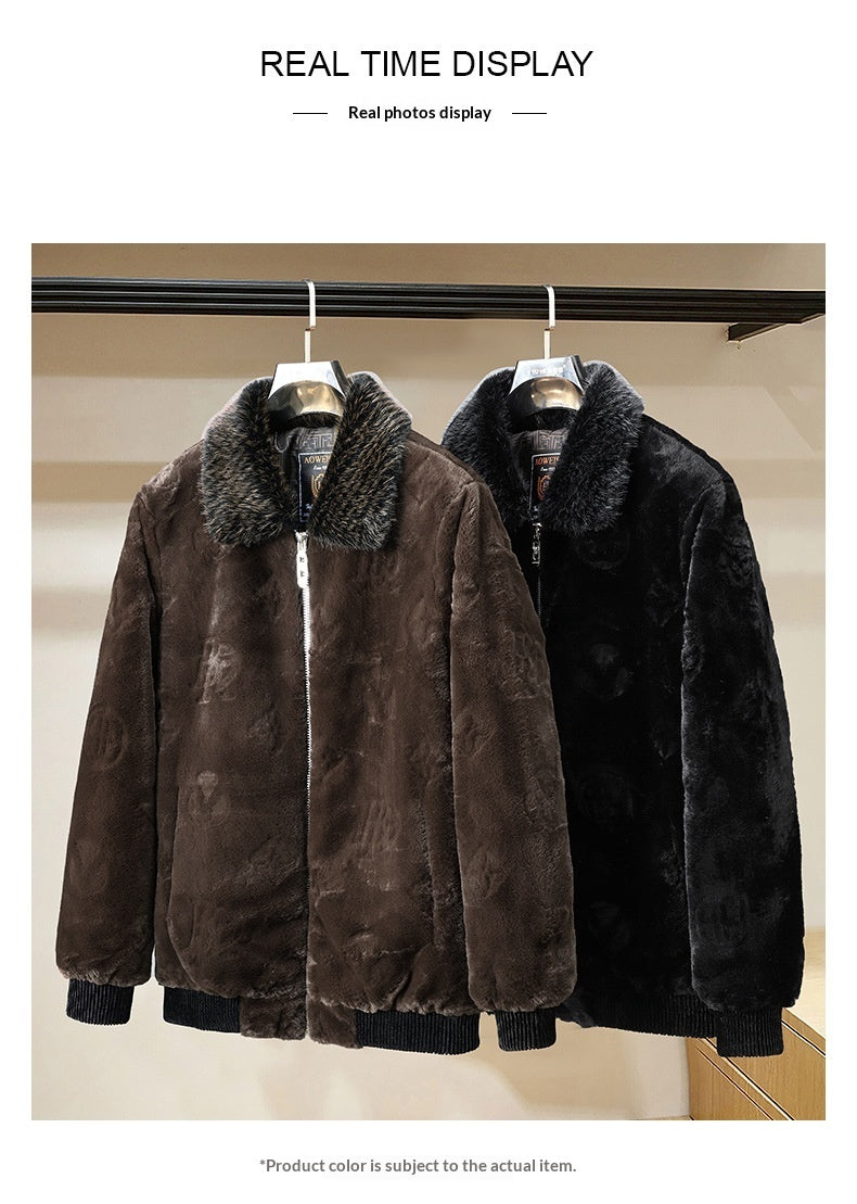 Mens Western-style Jacket Fur Coat Sweater