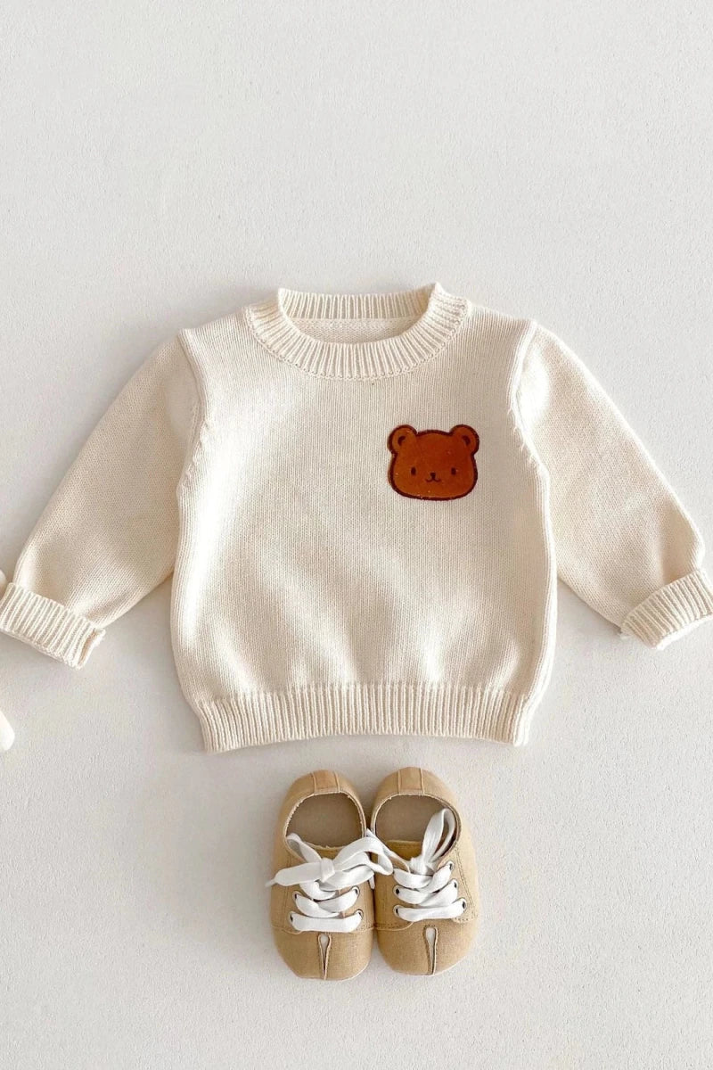 COZY Bear Knit Sweater Creme Jumper