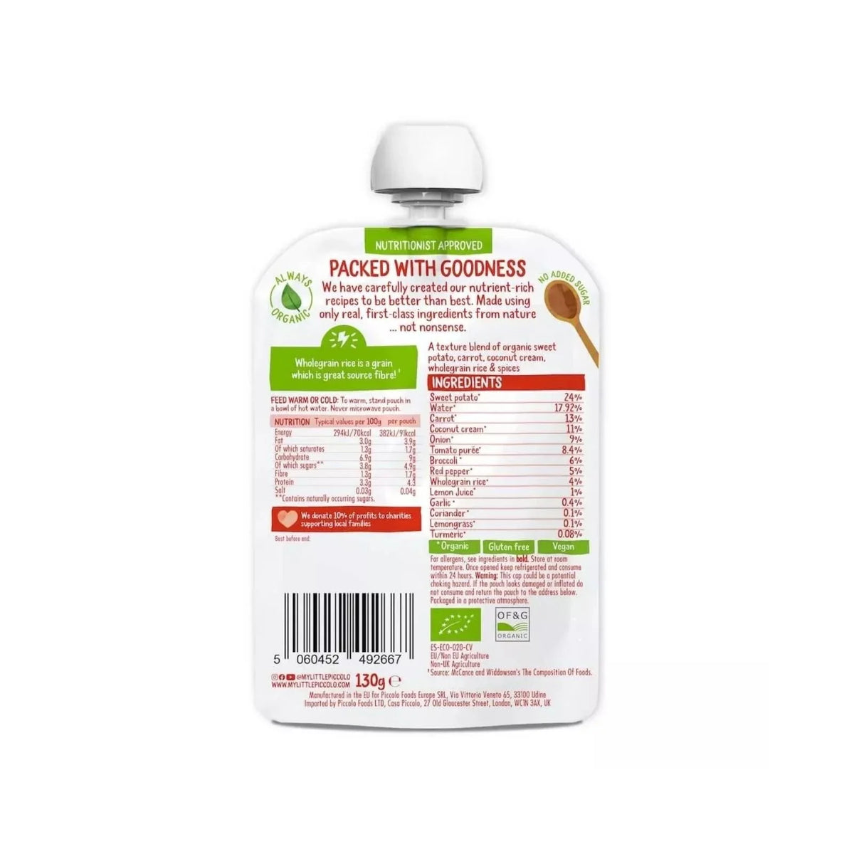 Piccolo Organic Coconut Red Thai Vegetable Curry 7+ months 130g