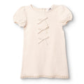 HelloBaby Short Sleeve Jacquard Woven Baby Dress (6-9 Months to 4-5 Years) - Ecru