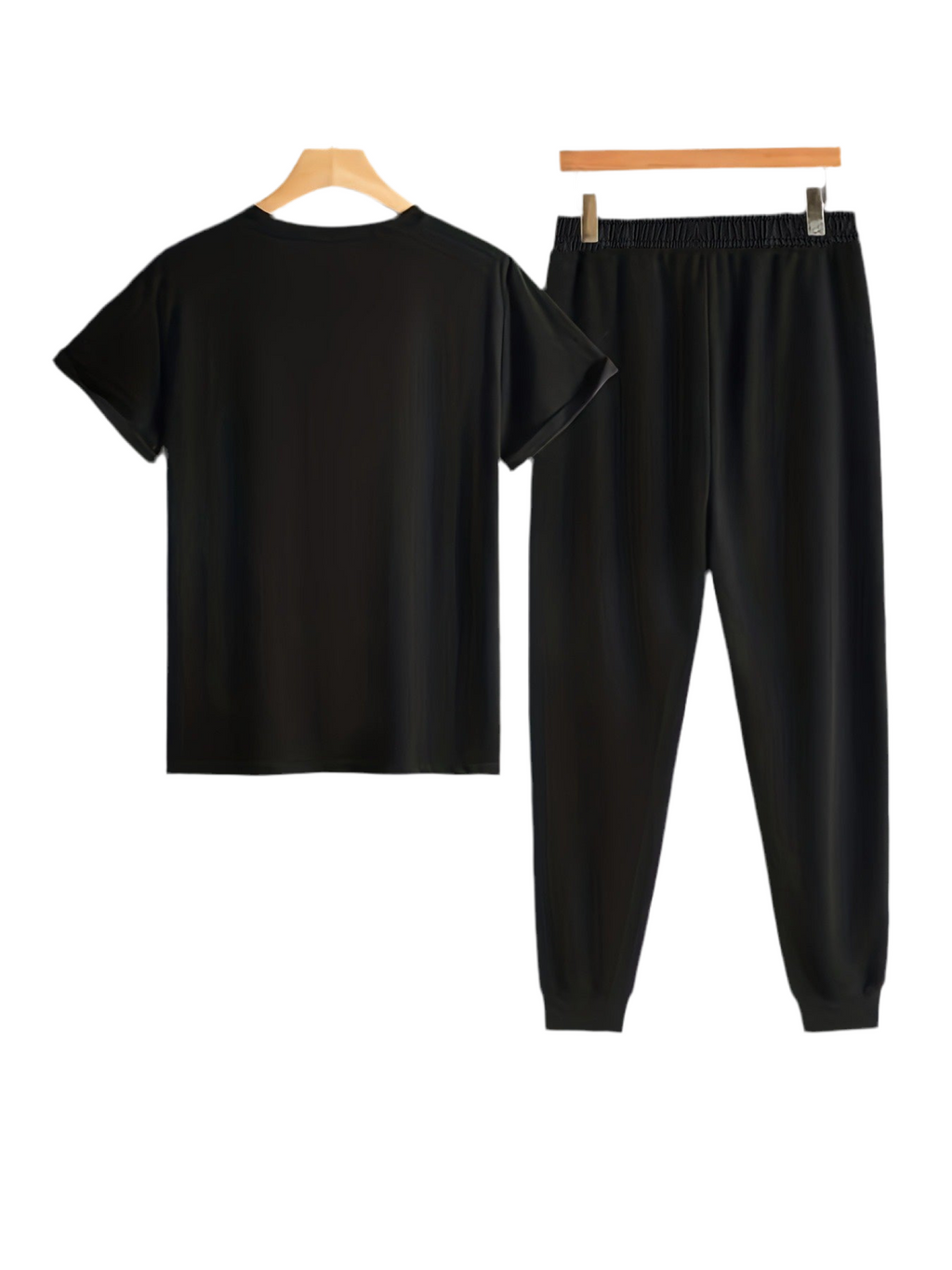 Men’s Breathable Athletic Set – White “Just Keep Moving” T-Shirt & Black Joggers