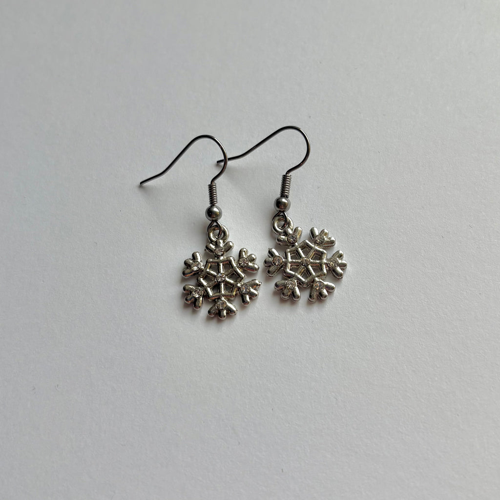 Silver snowflake  Christmas earrings