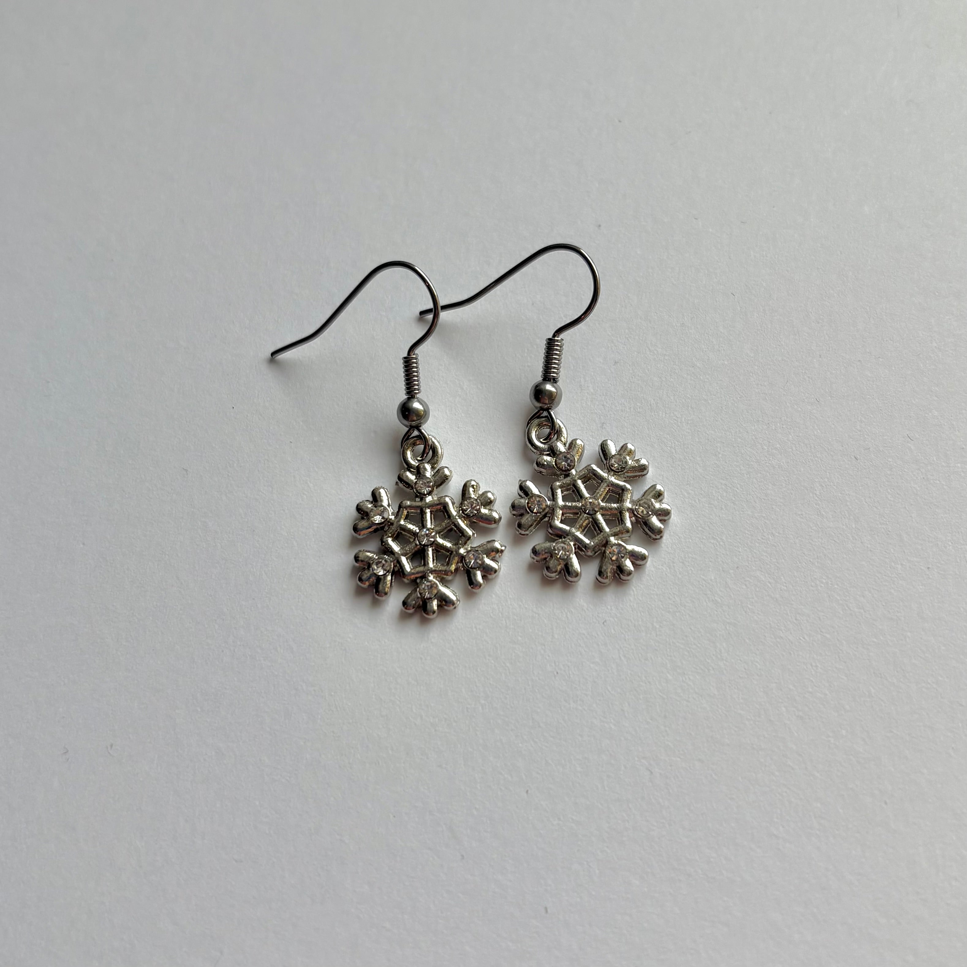 Silver snowflake  Christmas earrings
