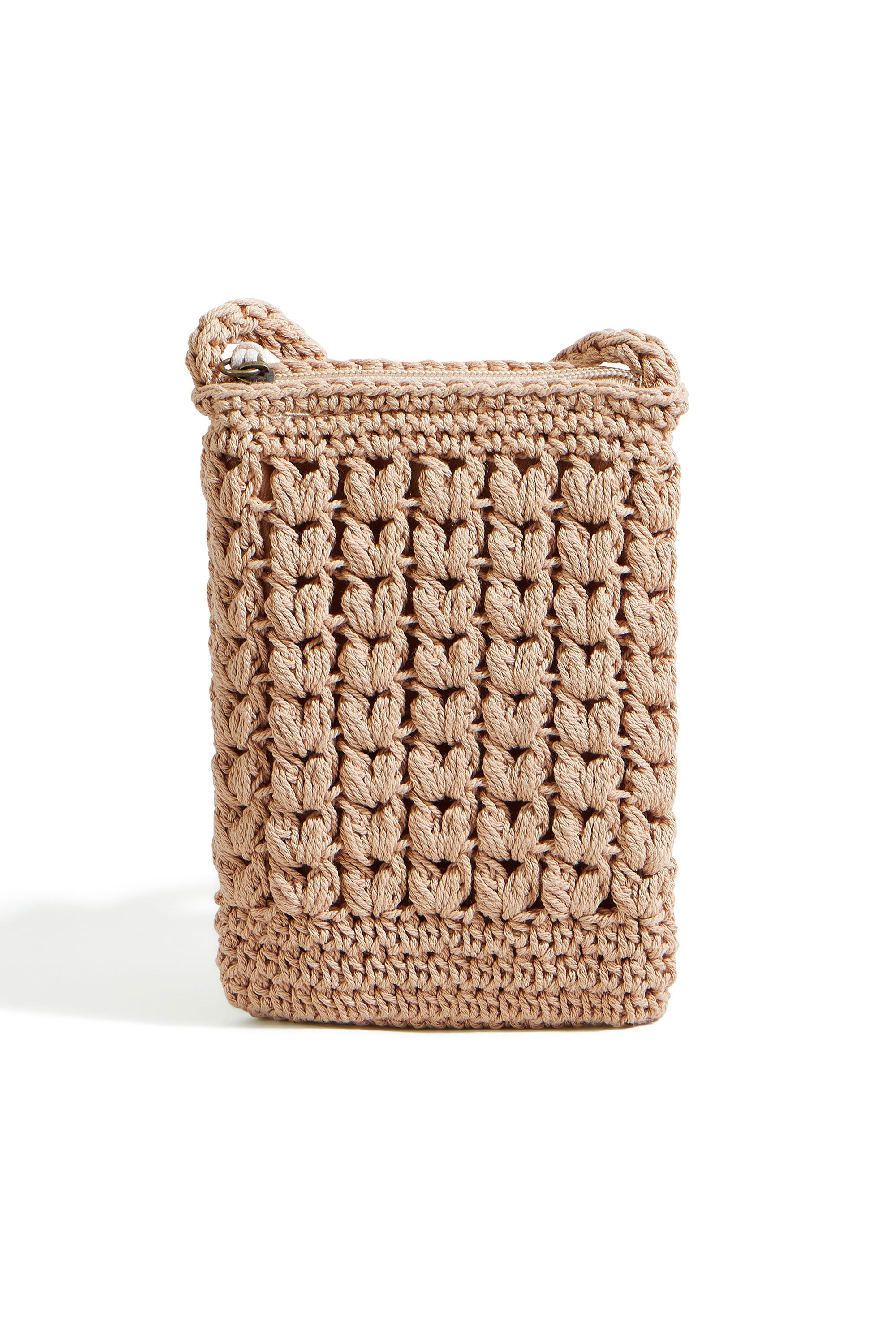 Yumi Brown Crochet Small Cross Body