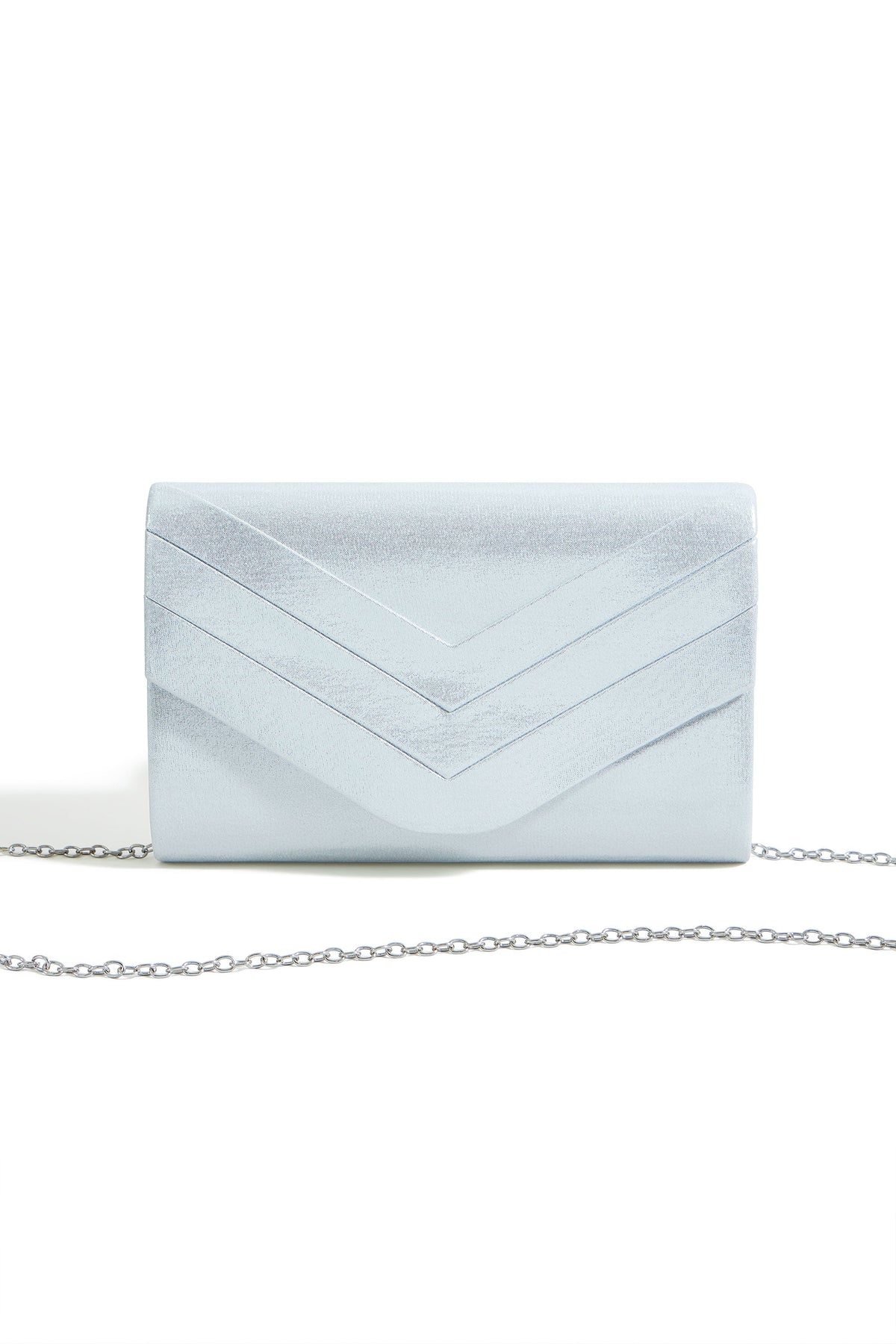 Yumi Silver Shimmer Envelope Clutch Bag