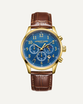 Hand Assembled Anthony James Limited Edition Moonphase Chronograph Gold Blue