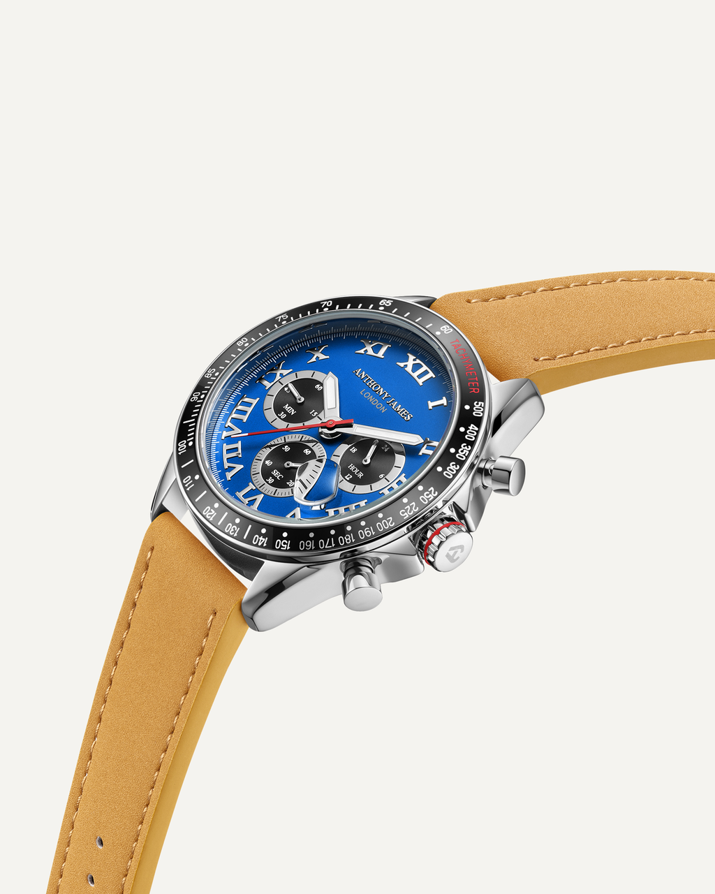 Hand Assembled Anthony James Limited Edition Tachymeter Turbo Steel Blue
