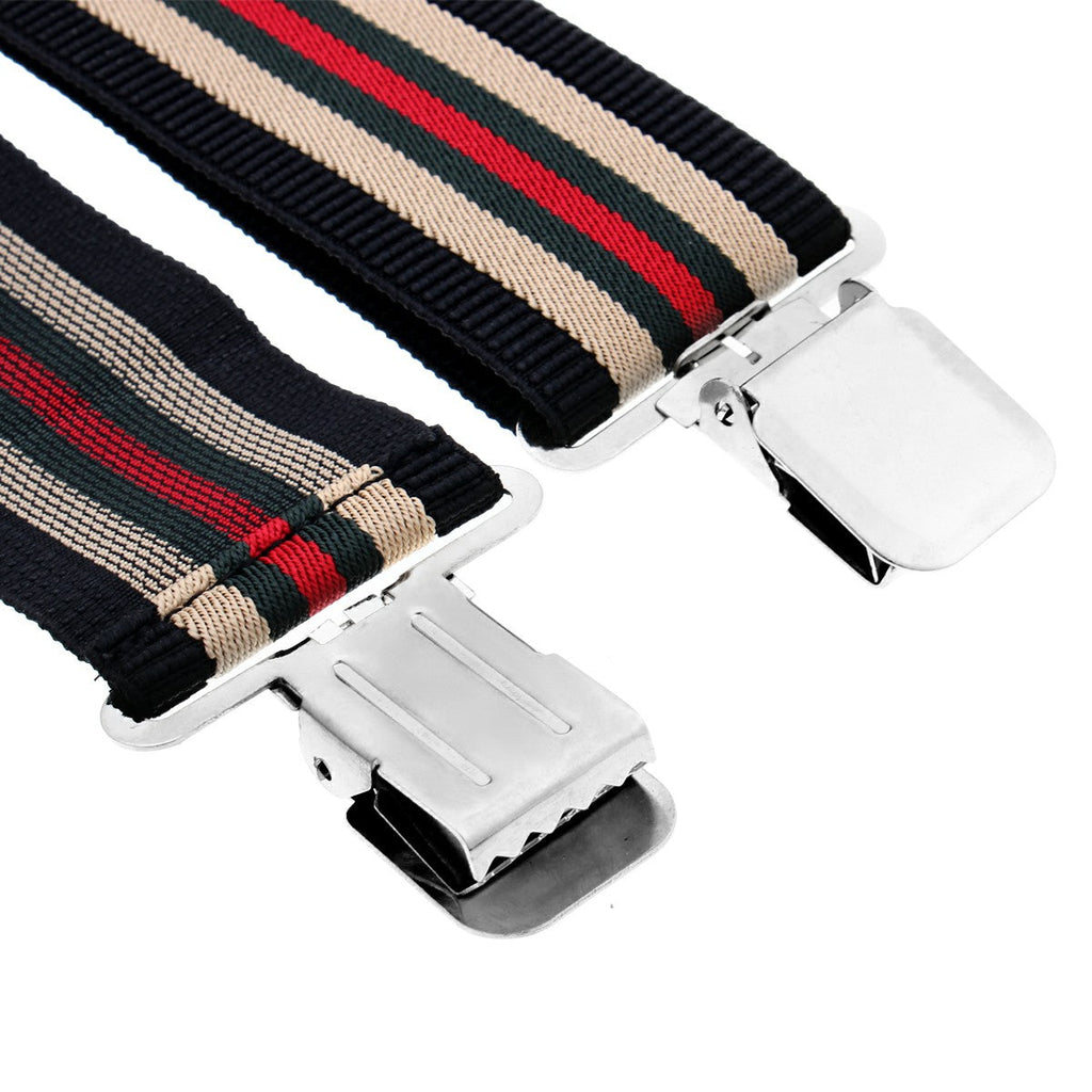 50MM Adjustable Stripe Plain Mens Braces Suspenders Heavy Duty Trouser Elastic