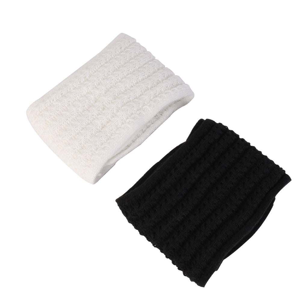 Scarf Women Winter Versatile Solid Color Thickened Woolen Knitted Scarf - Black