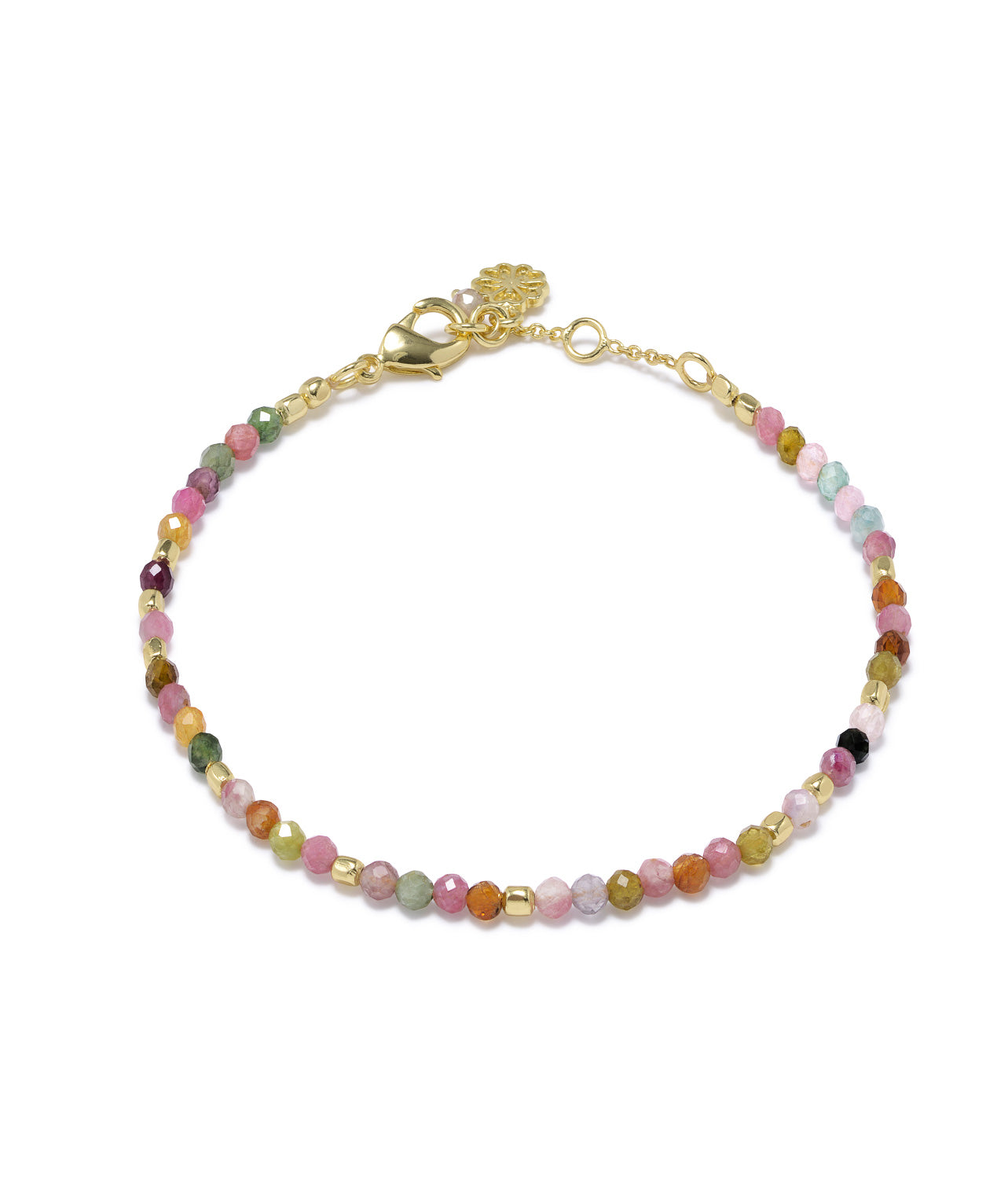 Milos Gemstone and Gold Bead Bracelet Multi-tourmaline