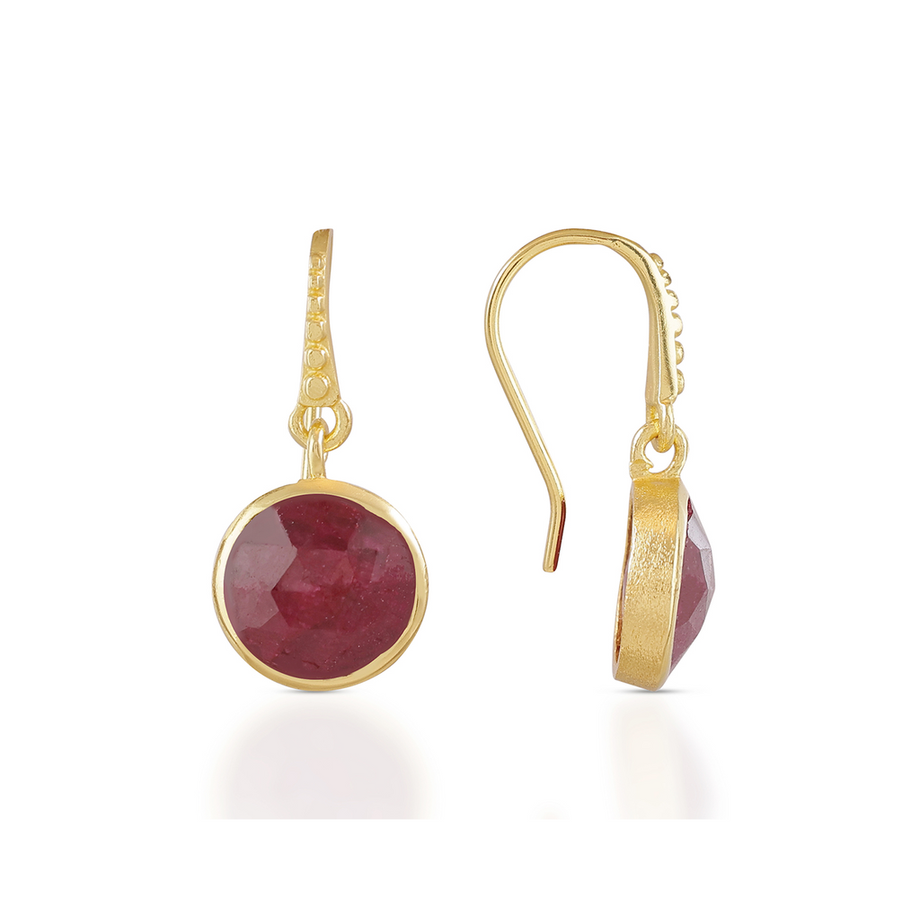 Charis Round Gemstone Earrings Ruby