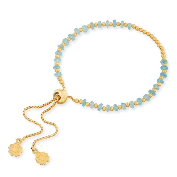 Athena Gem Beaded Adjustable Slider Bracelet Apatite