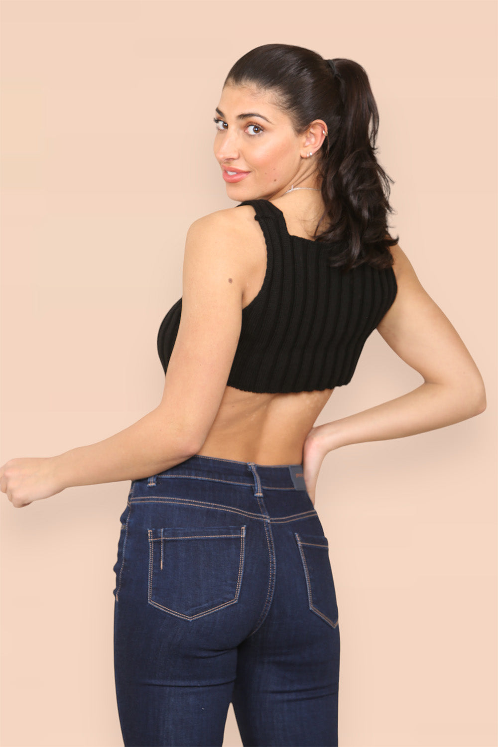 Asymmetric Imogen Hem Knitted Vest Crop Top