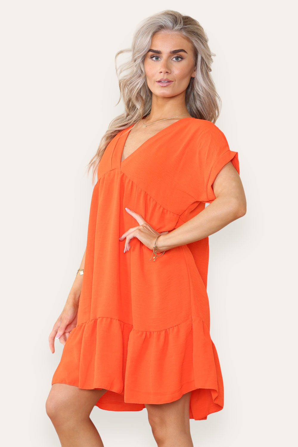 Womens Fancy Style Tiered Smock Dress