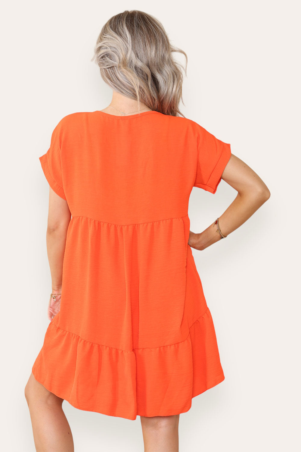 Womens Fancy Style Tiered Smock Dress