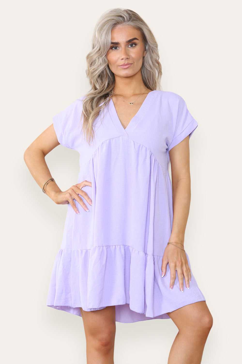 Womens Fancy Style Tiered Smock Dress