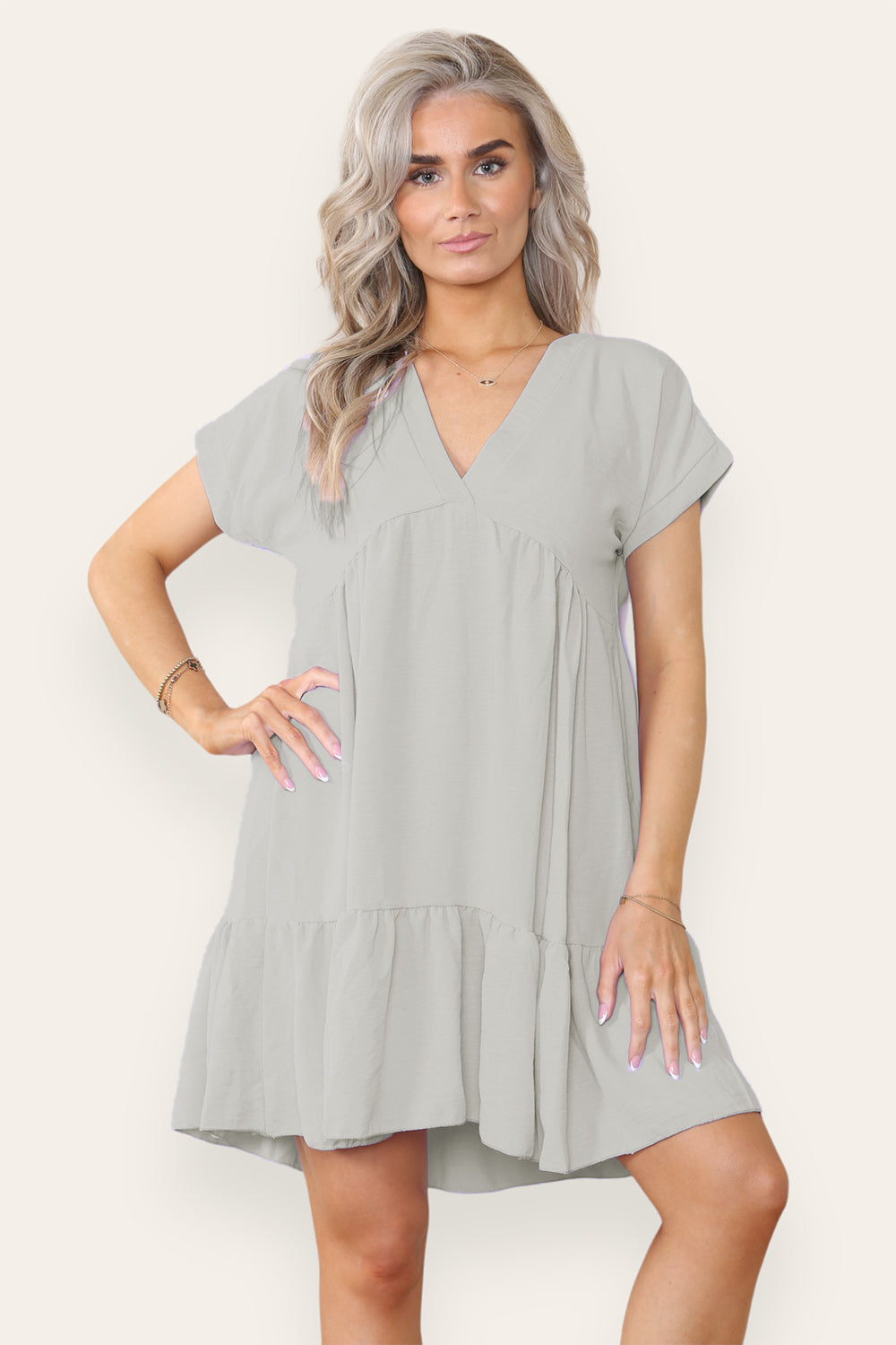 Womens Fancy Style Tiered Smock Dress