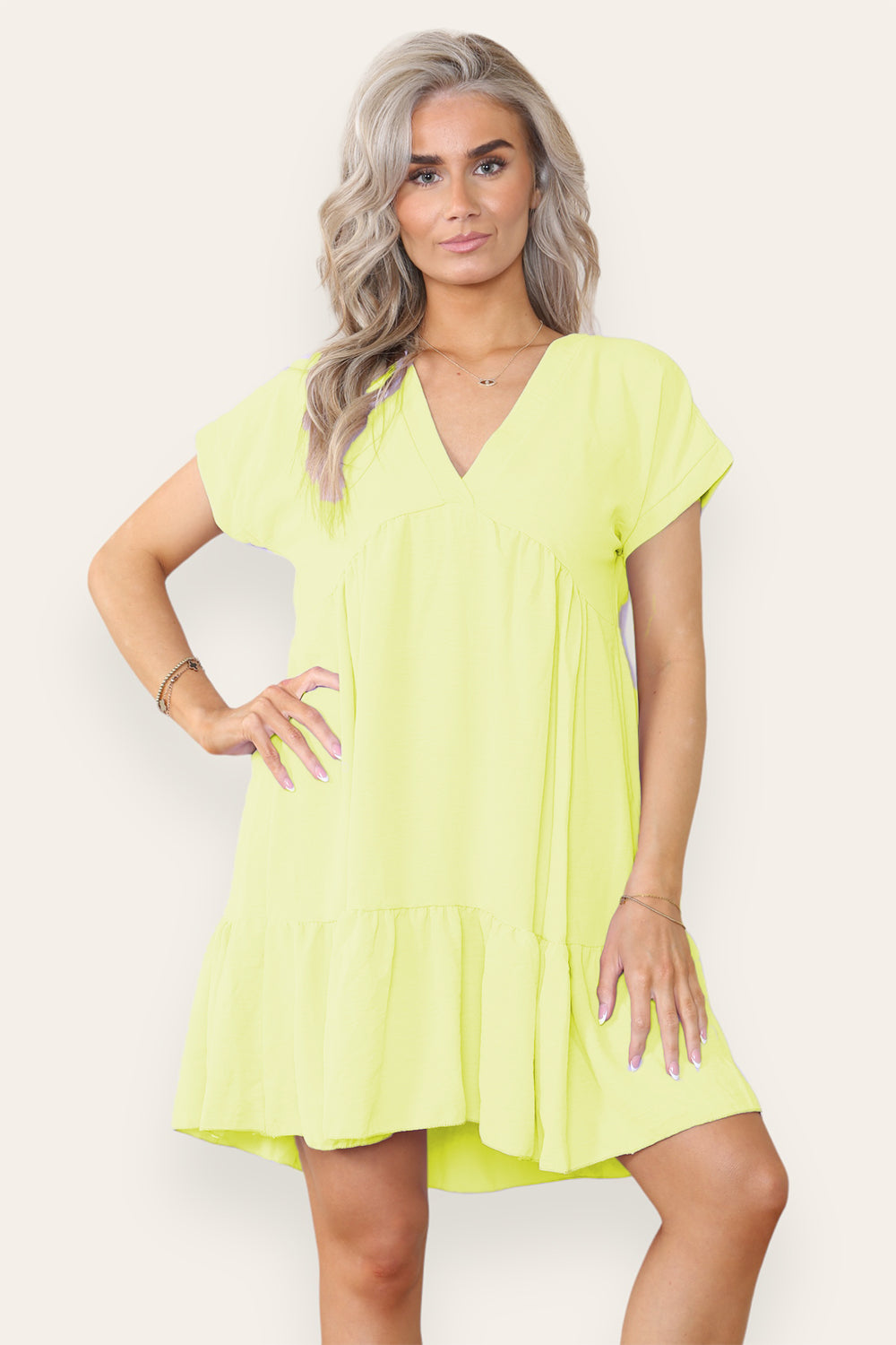 Womens Fancy Style Tiered Smock Dress
