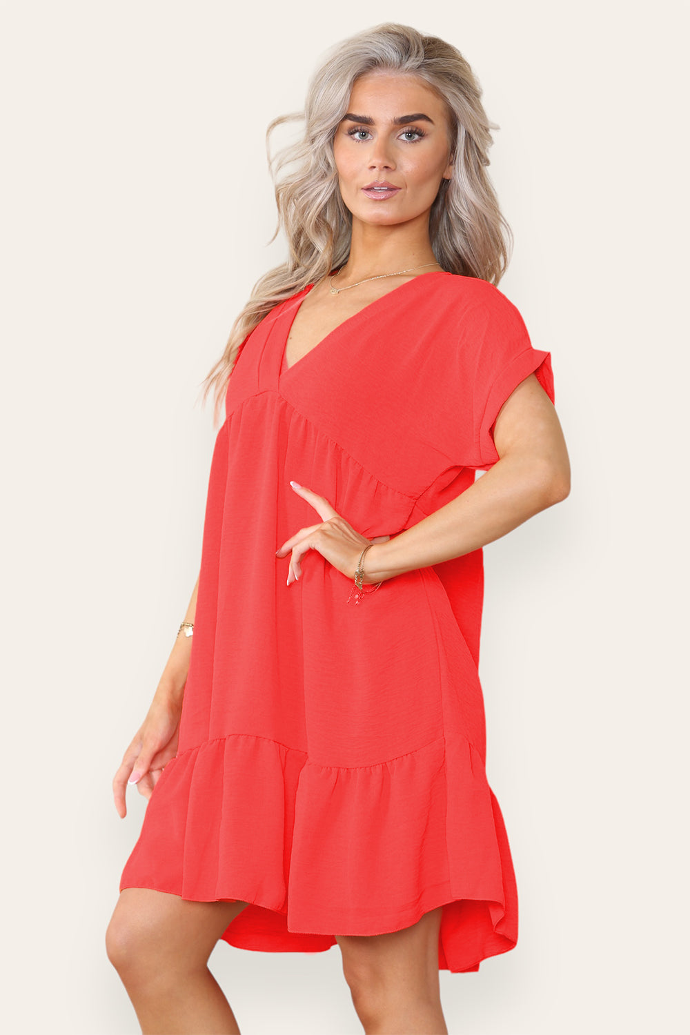 Womens Fancy Style Tiered Smock Dress
