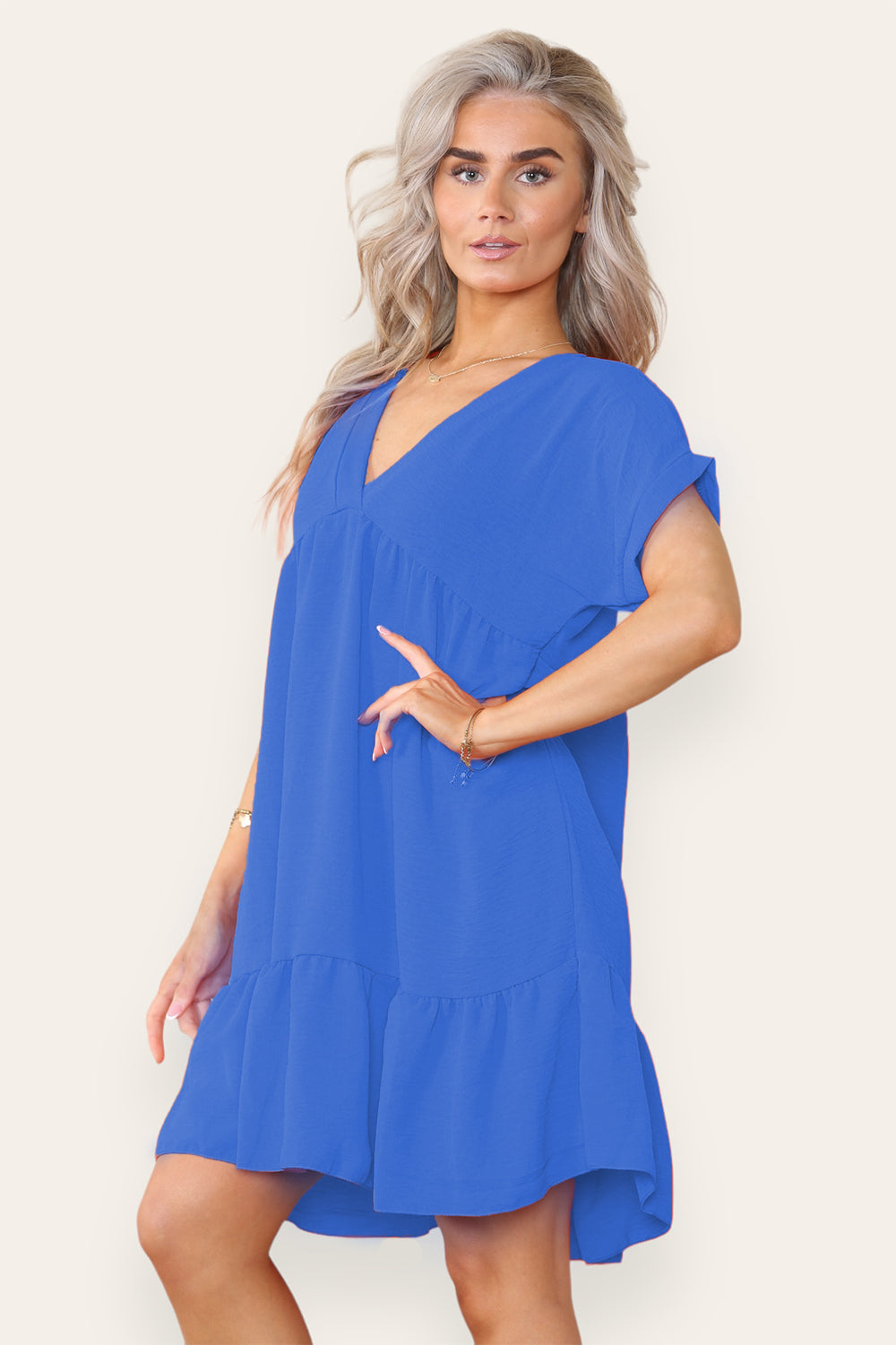 Womens Fancy Style Tiered Smock Dress