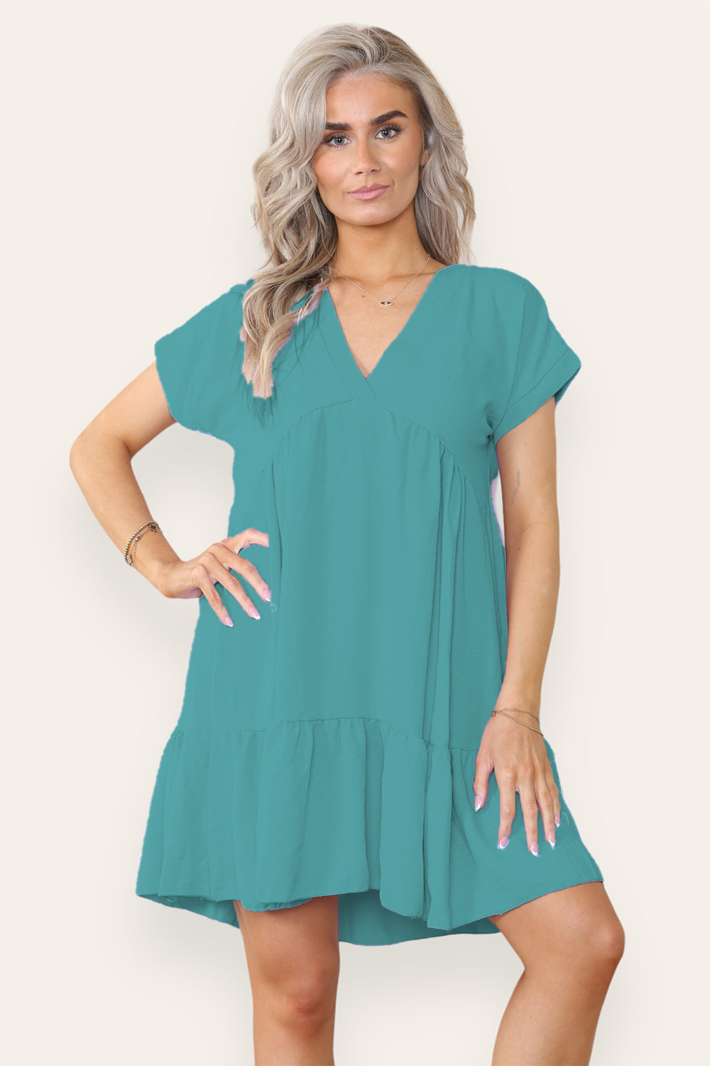 Womens Fancy Style Tiered Smock Dress