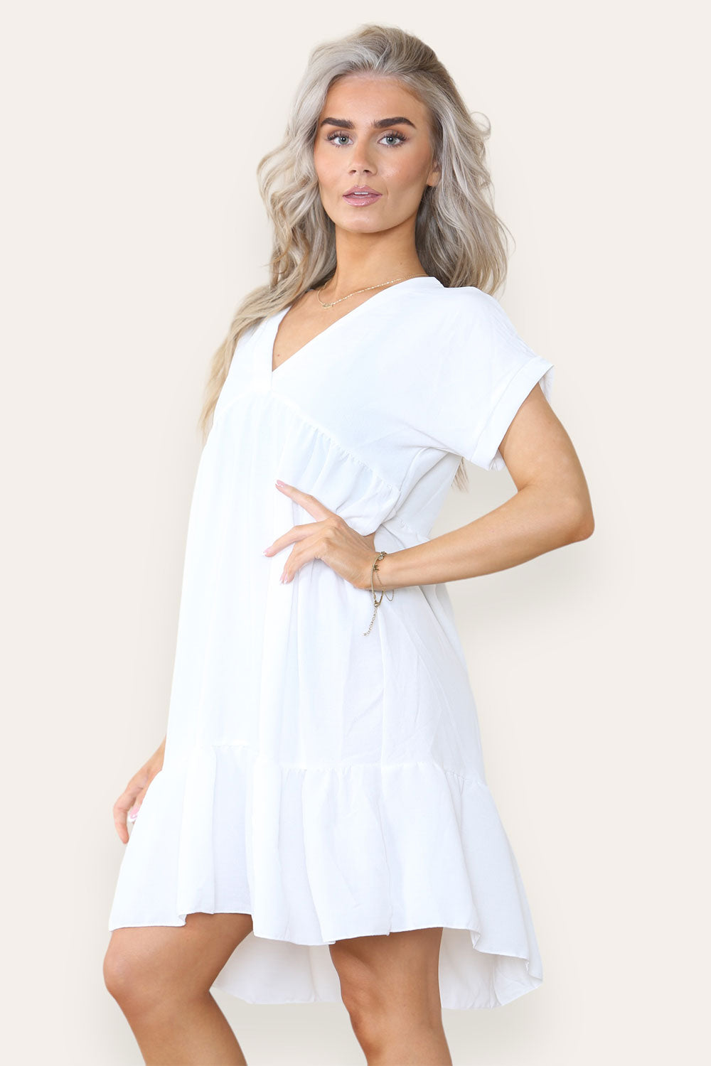 Womens Fancy Style Tiered Smock Dress
