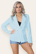 Fitted Lined Double Gold Button Collared Blazer Jacket