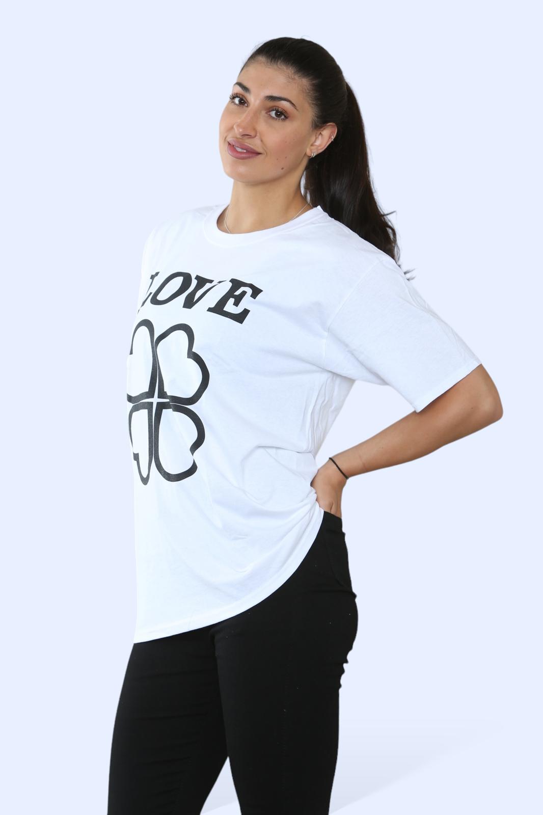 Ladies Love Printed Short Sleeve T-Shirt Top