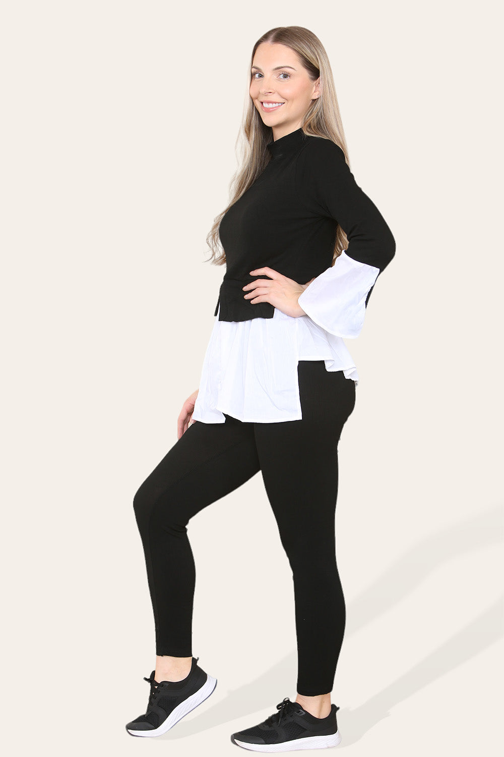 Ribbed Lounge Wear Flared Shirt and Leggings Co-Ord Set