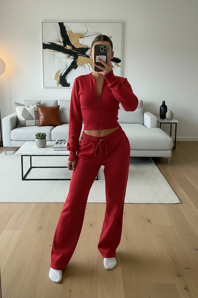 Wide Leg Zip Crop Tracksuit