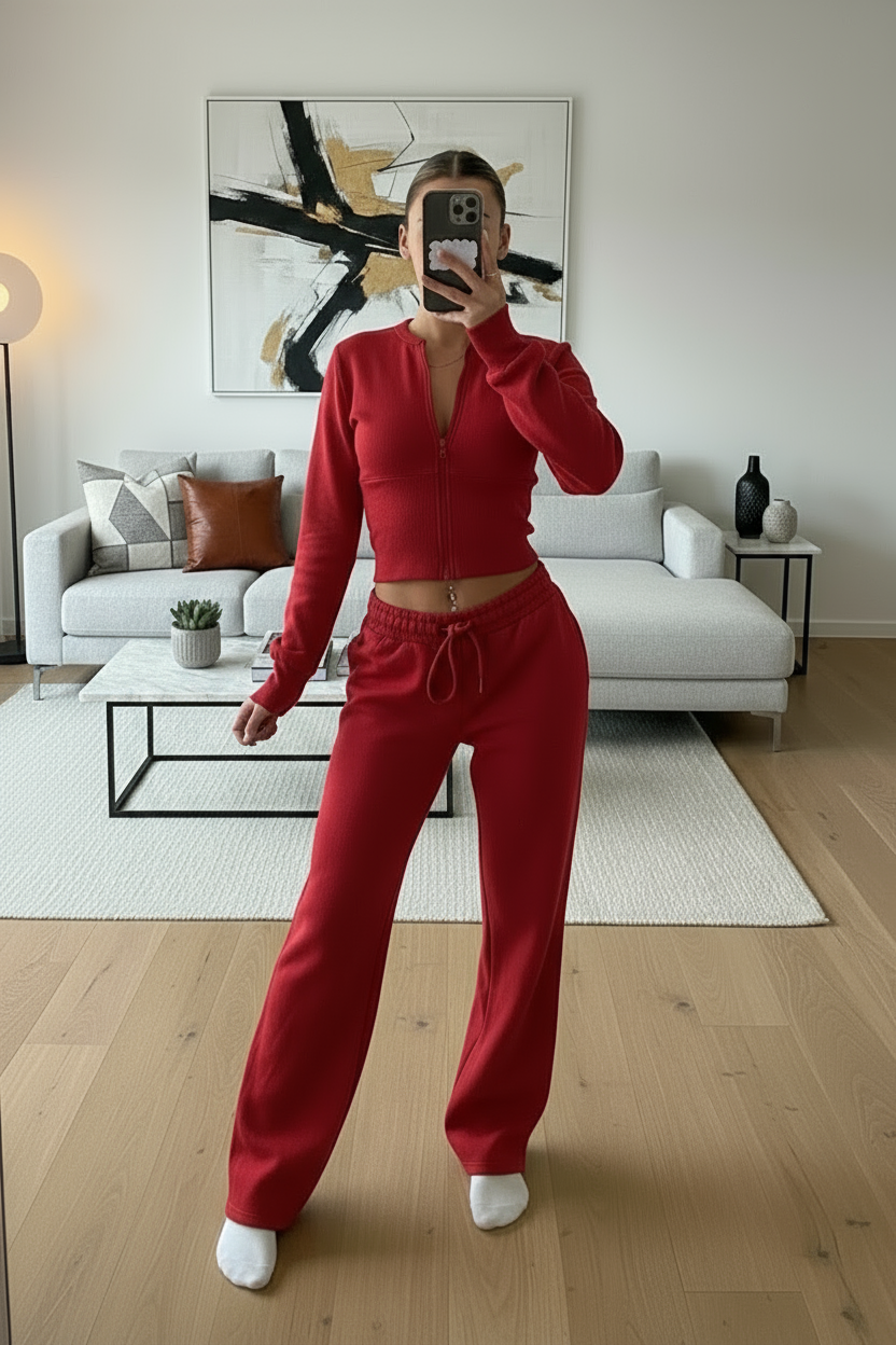 Wide Leg Zip Crop Tracksuit